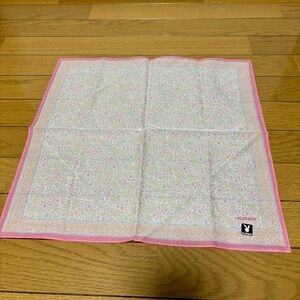 Playboy Pink and Cream Floral Square Handkerchief/Bandana Scarf 45cm